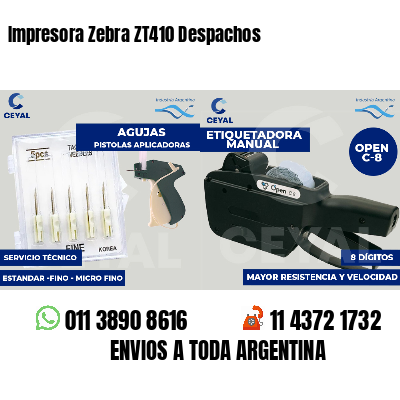Impresora Zebra ZT410 Despachos