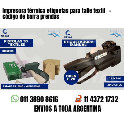 Impresora térmica etiquetas para talle textil   - código de barra prendas