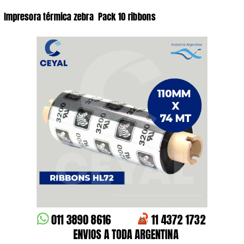 Impresora térmica zebra  Pack 10 ribbons