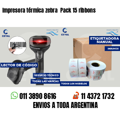 Impresora térmica zebra  Pack 15 ribbons