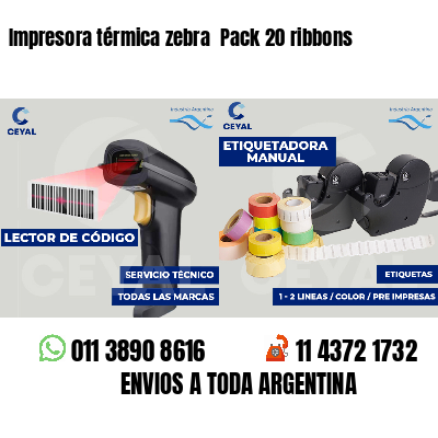 Impresora térmica zebra Pack 20 ribbons