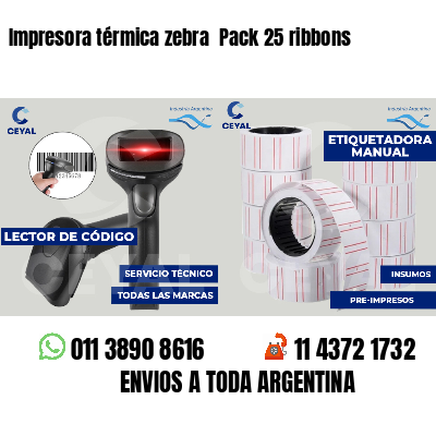 Impresora térmica zebra  Pack 25 ribbons