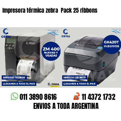 Impresora térmica zebra  Pack 25 ribbons