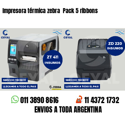 Impresora térmica zebra  Pack 5 ribbons