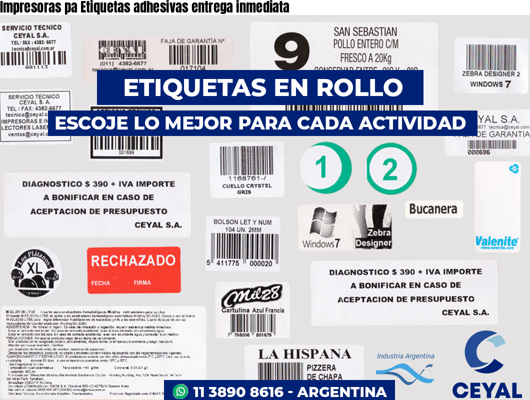 Impresoras pa Etiquetas adhesivas entrega inmediata