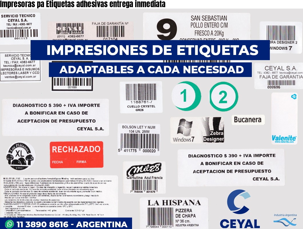 Impresoras pa Etiquetas adhesivas entrega inmediata