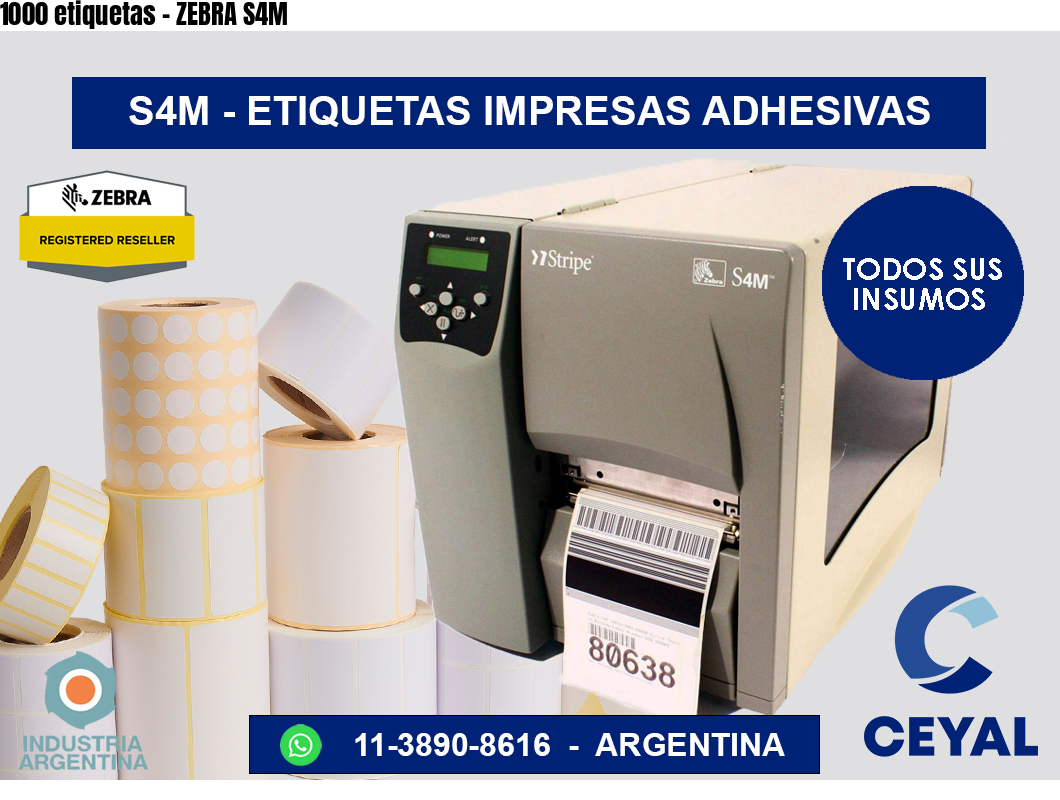 1000 etiquetas – ZEBRA S4M