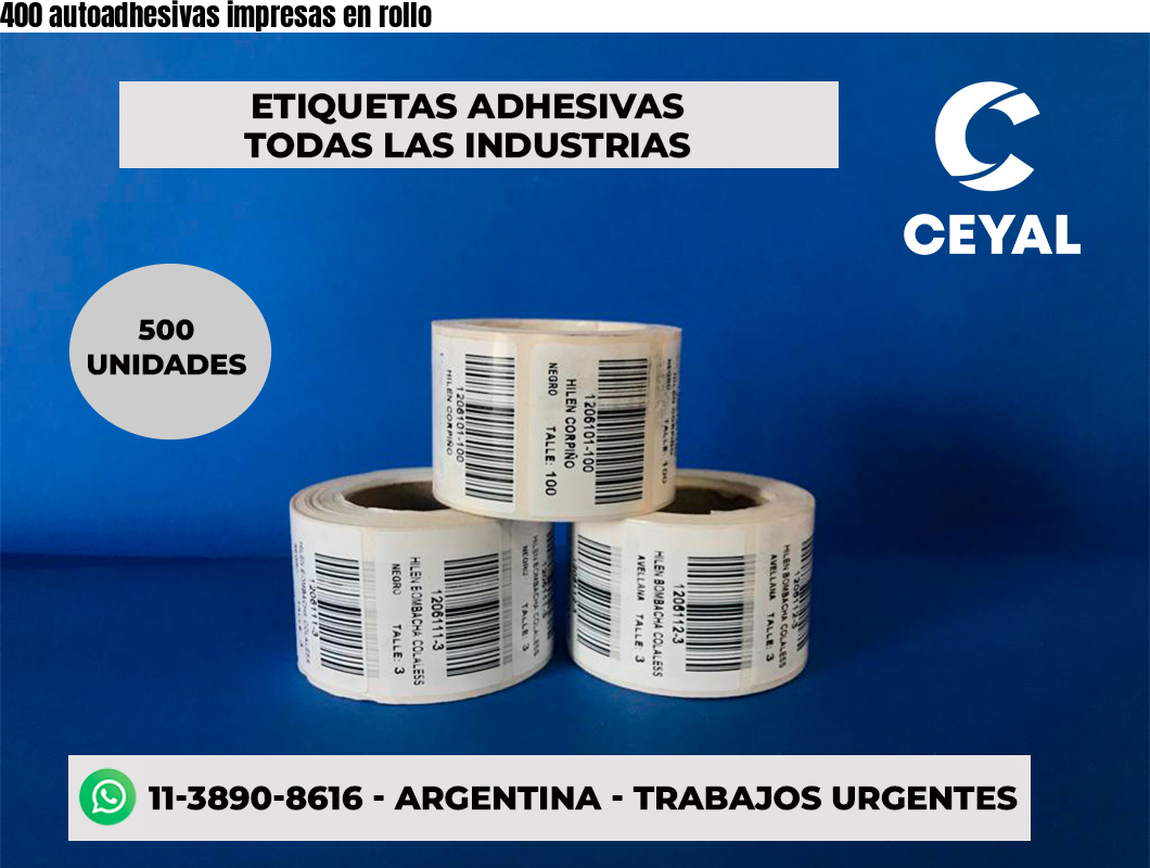 400 autoadhesivas impresas en rollo
