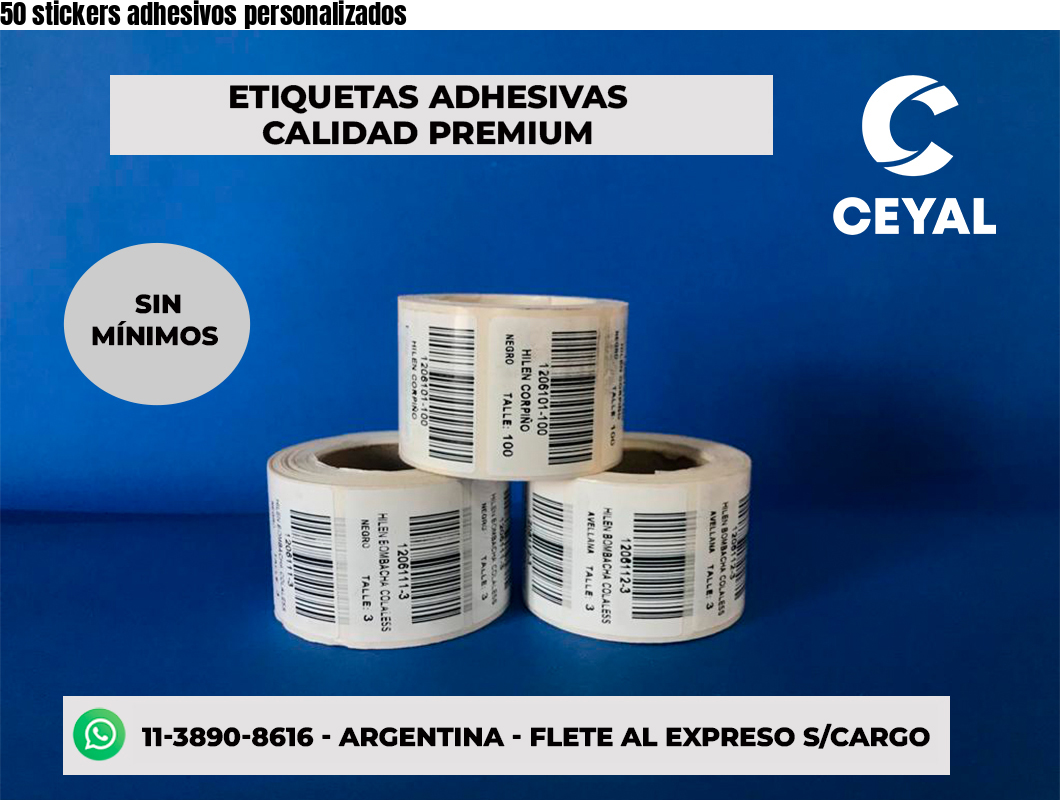 50 stickers adhesivos personalizados