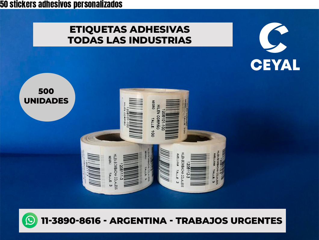 50 stickers adhesivos personalizados