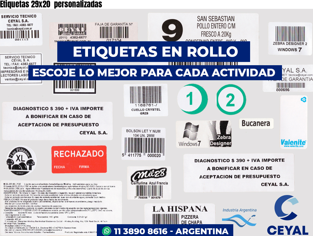 Etiquetas 29x20  personalizadas