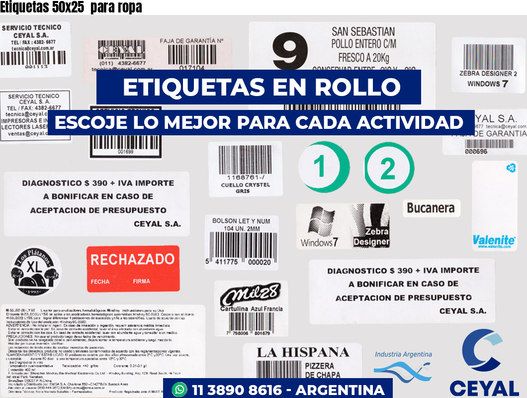 Etiquetas 50x25  para ropa