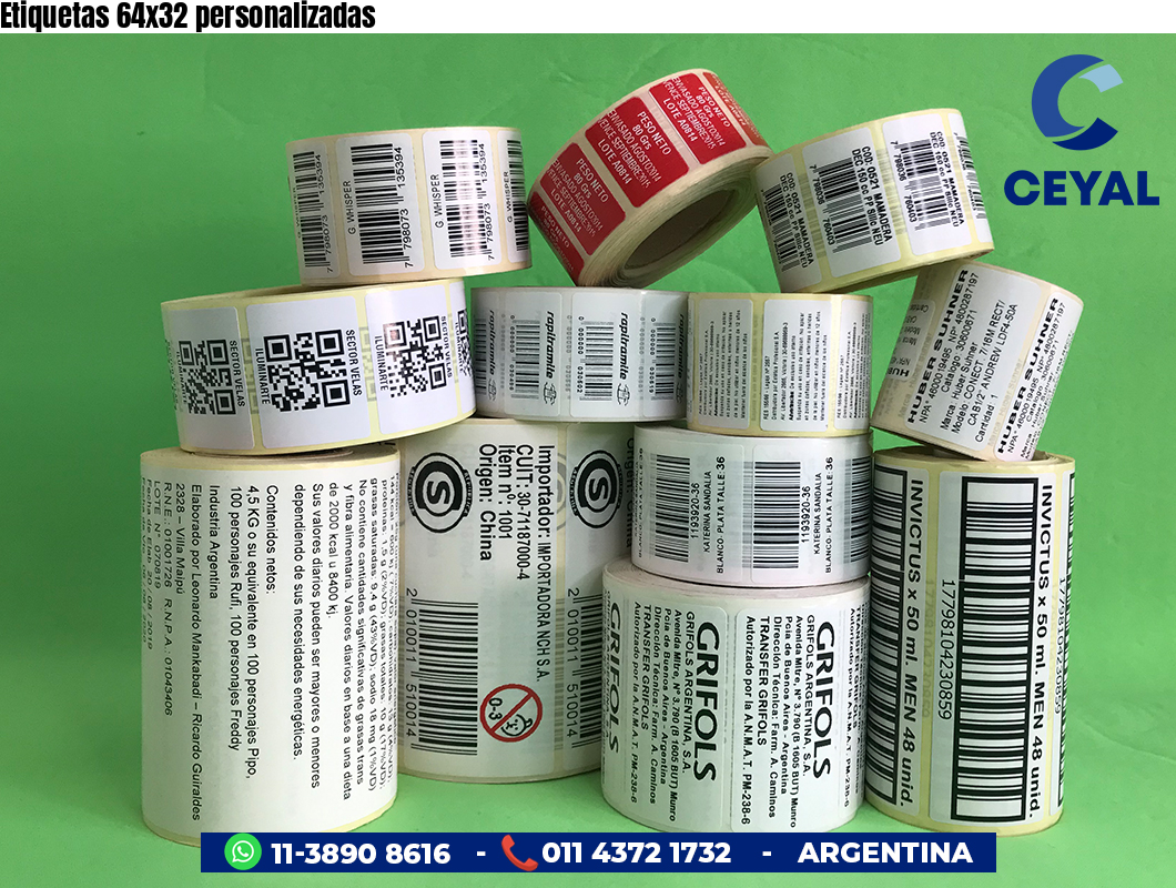 Etiquetas 64x32 personalizadas
