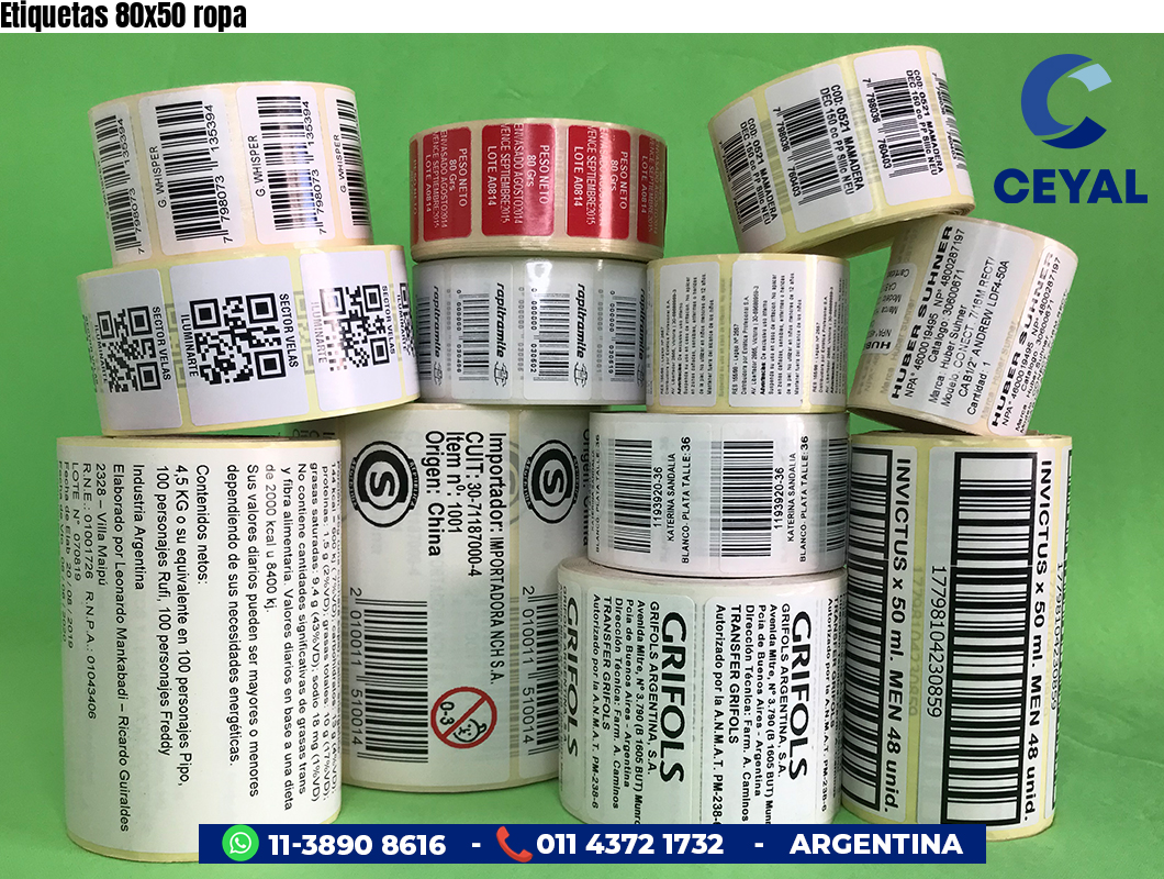Etiquetas 80x50 ropa