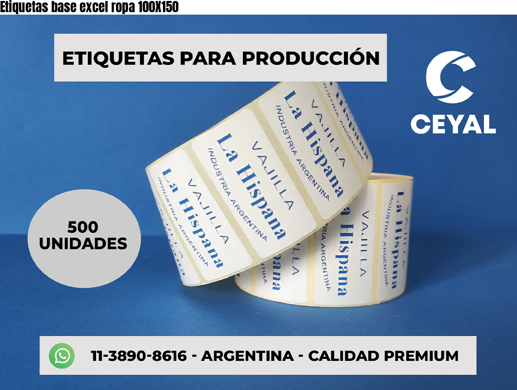 Etiquetas base excel ropa 100X150