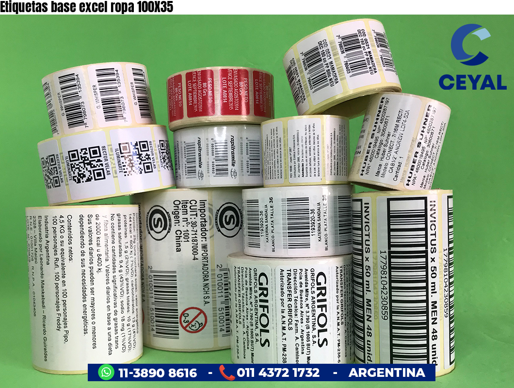 Etiquetas base excel ropa 100X35
