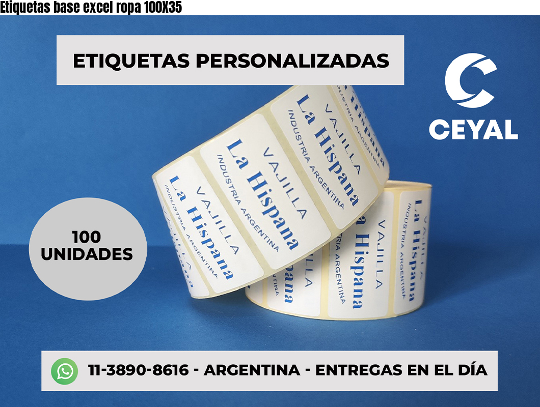 Etiquetas base excel ropa 100X35