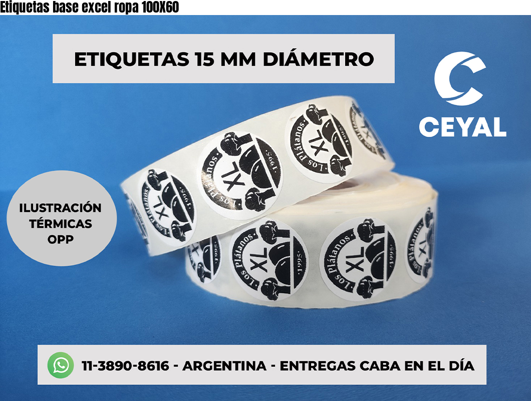Etiquetas base excel ropa 100X60
