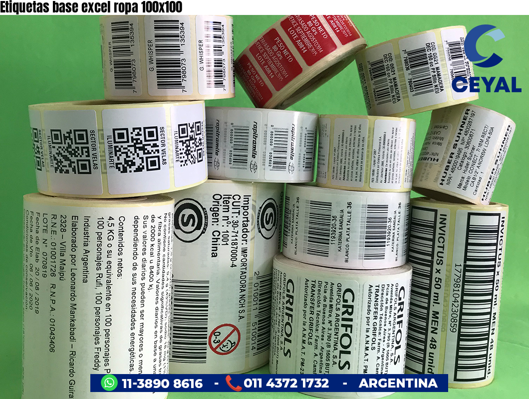 Etiquetas base excel ropa 100x100