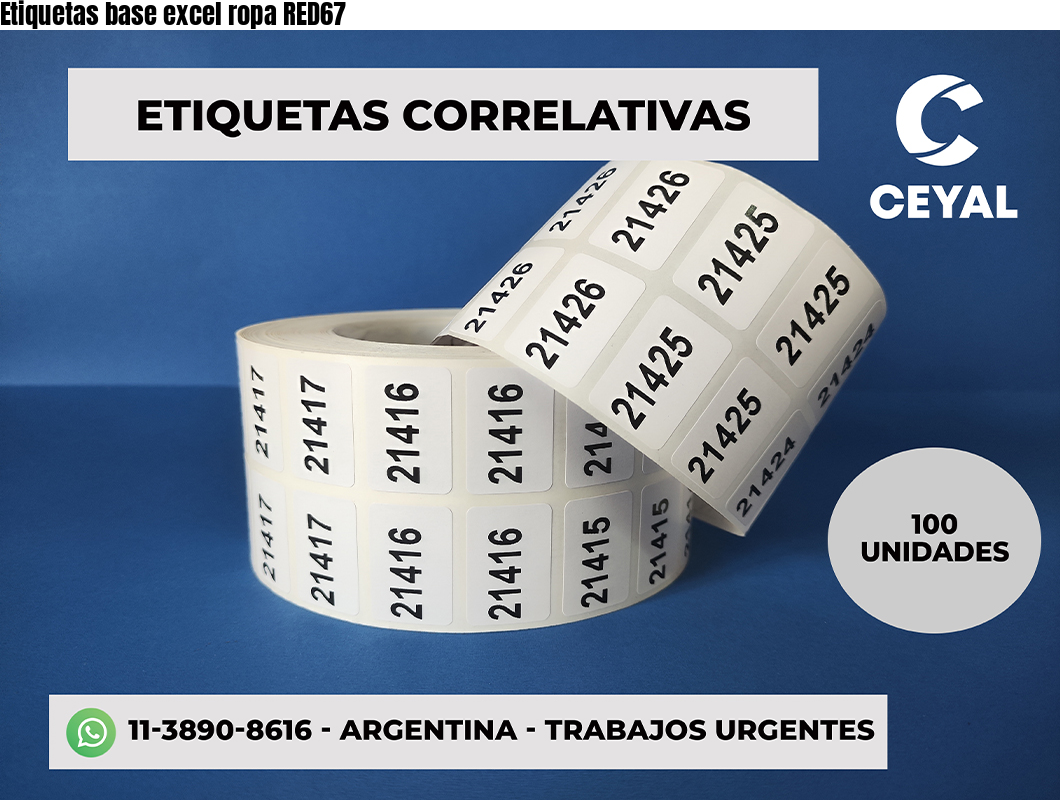 Etiquetas base excel ropa RED67