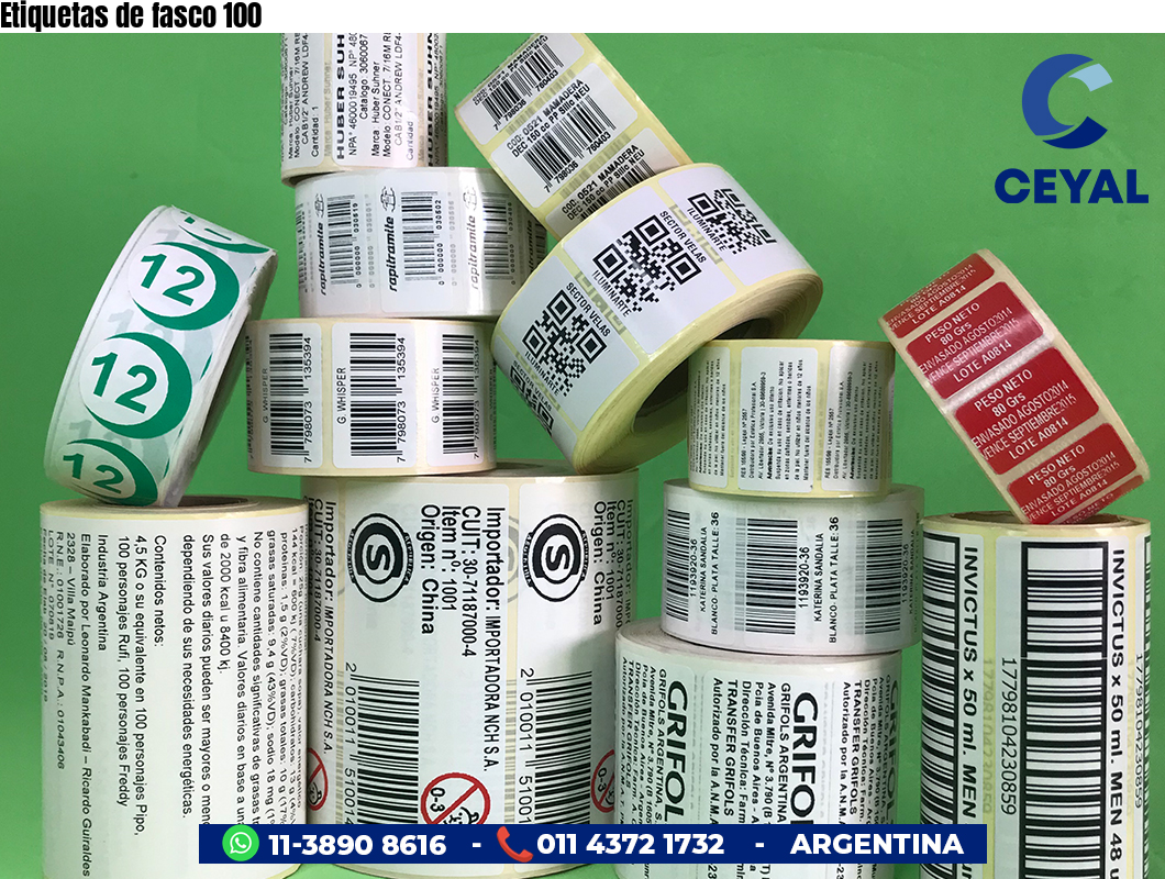 Etiquetas de fasco 100