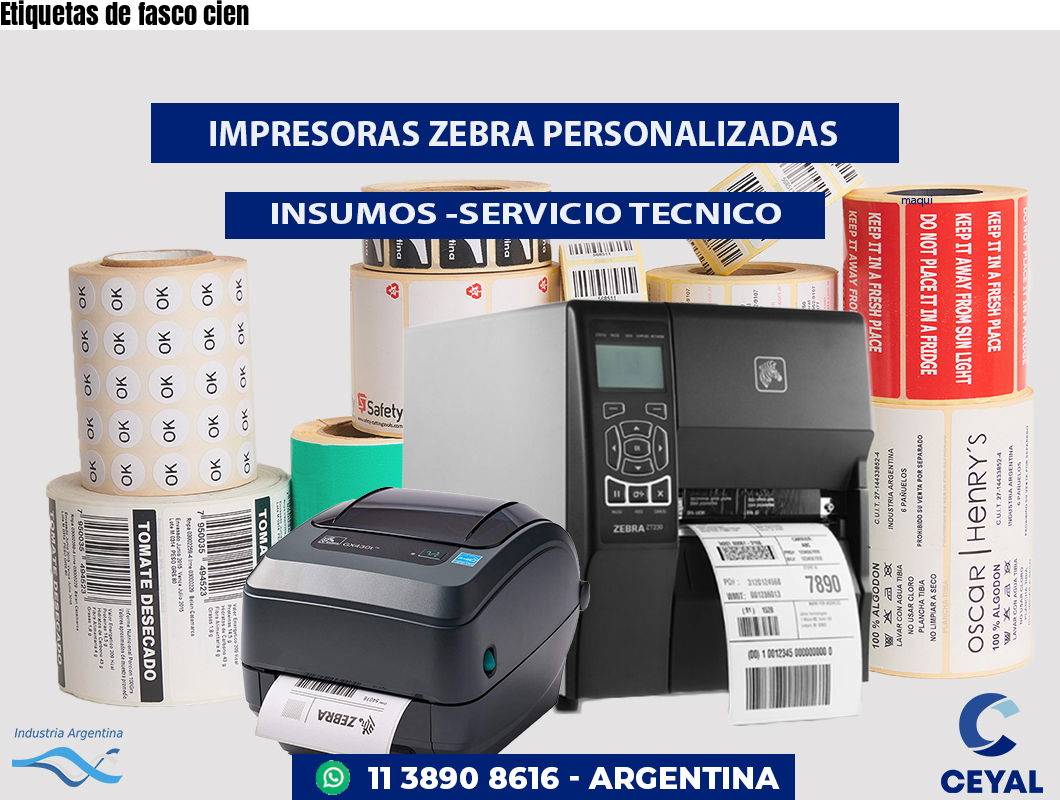 Etiquetas de fasco cien