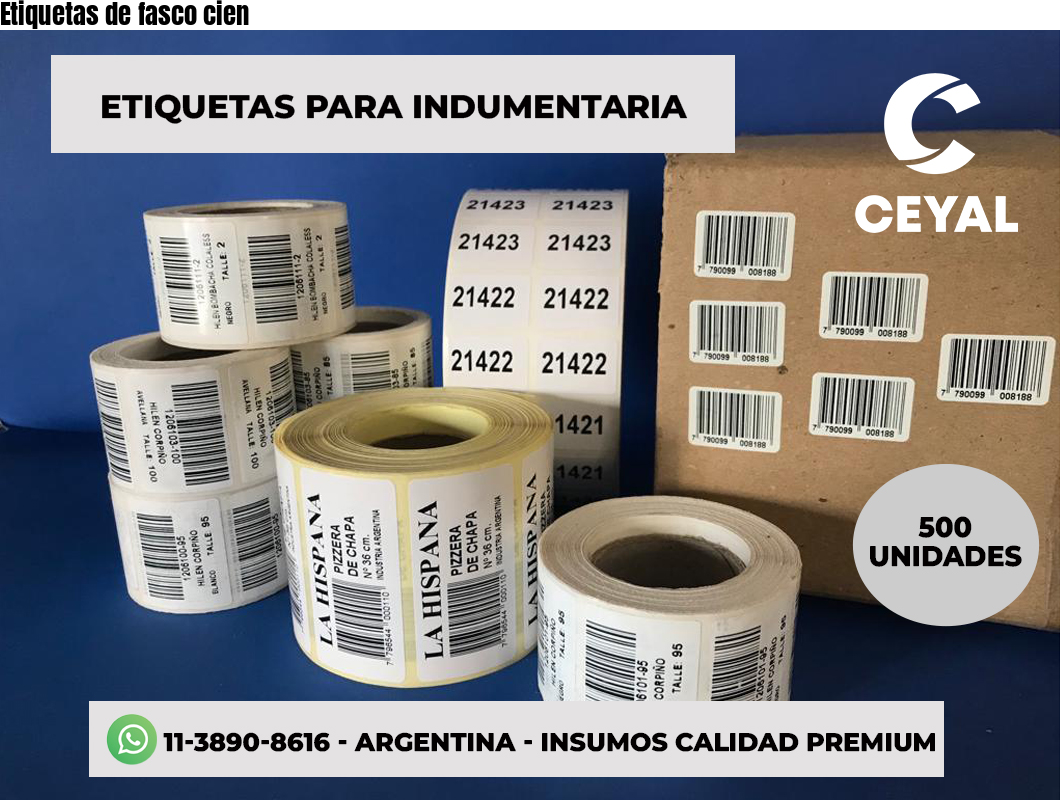 Etiquetas de fasco cien