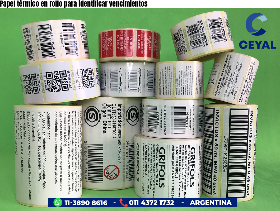 Papel térmico en rollo para identificar vencimientos