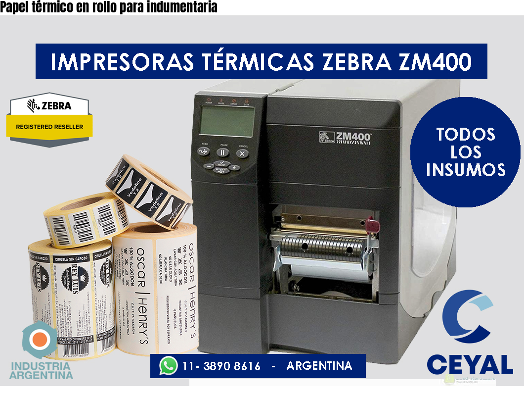Papel térmico en rollo para indumentaria