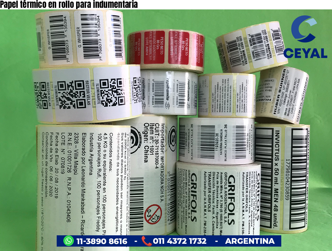 Papel térmico en rollo para indumentaria