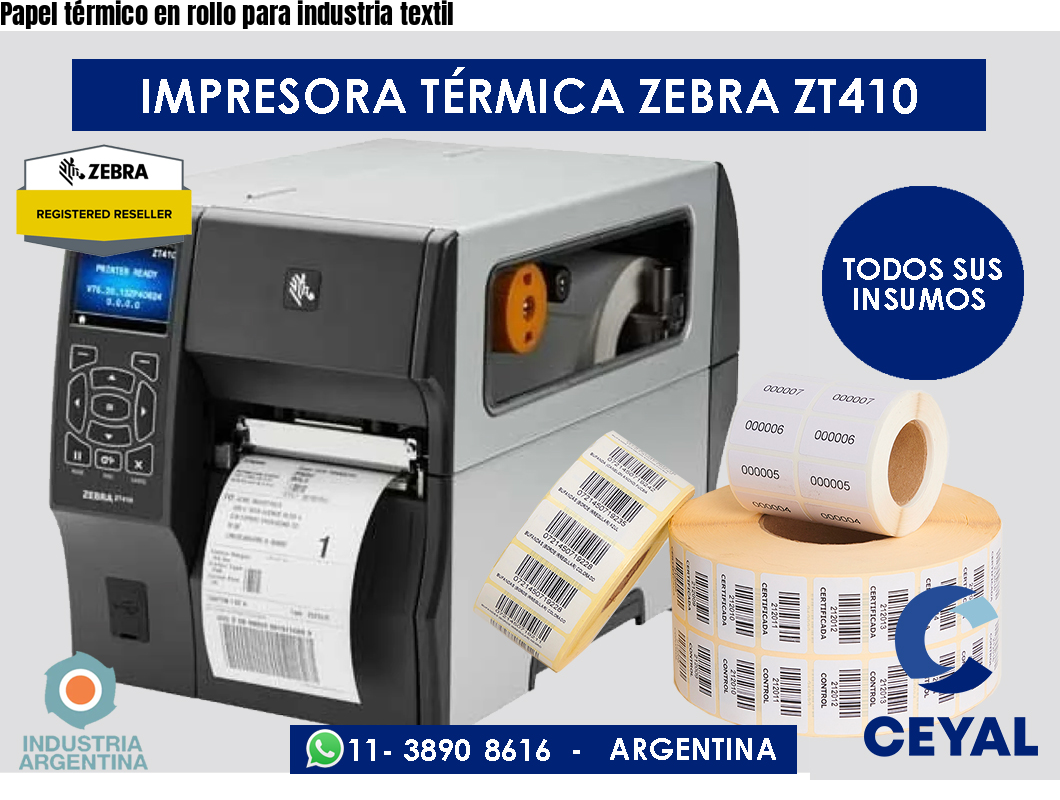 Papel térmico en rollo para industria textil