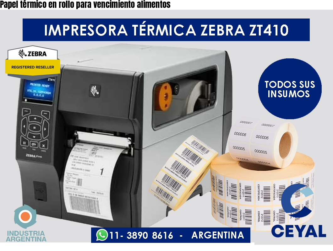 Papel térmico en rollo para vencimiento alimentos