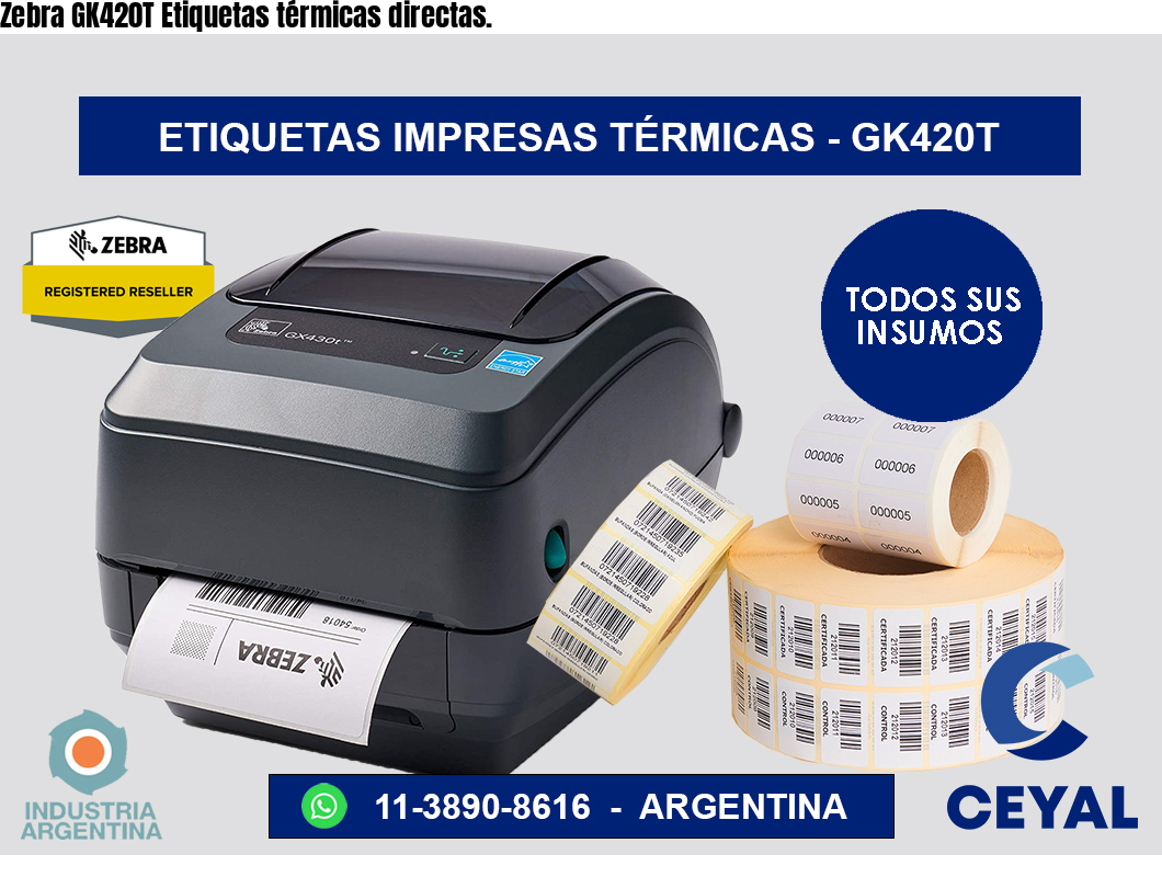 Zebra GK420T Etiquetas térmicas directas.