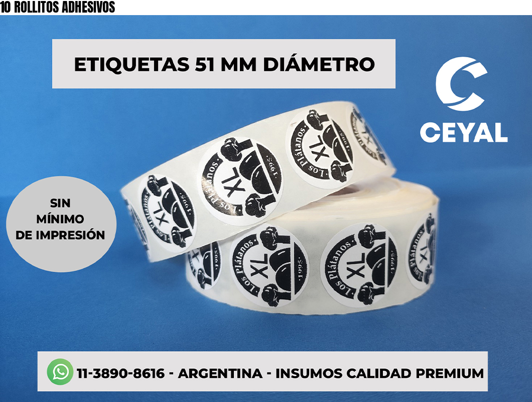 10 ROLLITOS ADHESIVOS