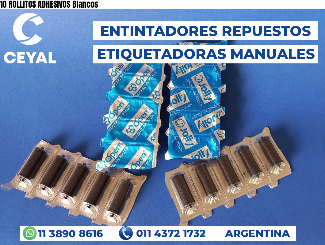 10 ROLLITOS ADHESIVOS Blancos