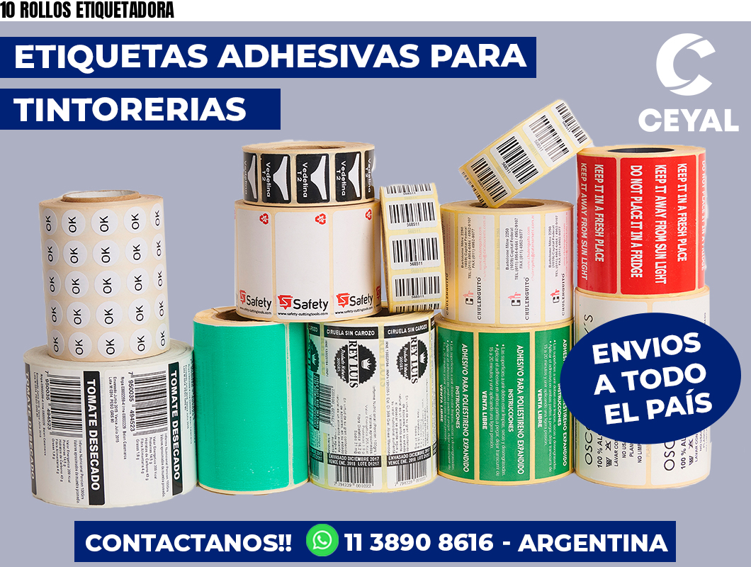 10 ROLLOS ETIQUETADORA