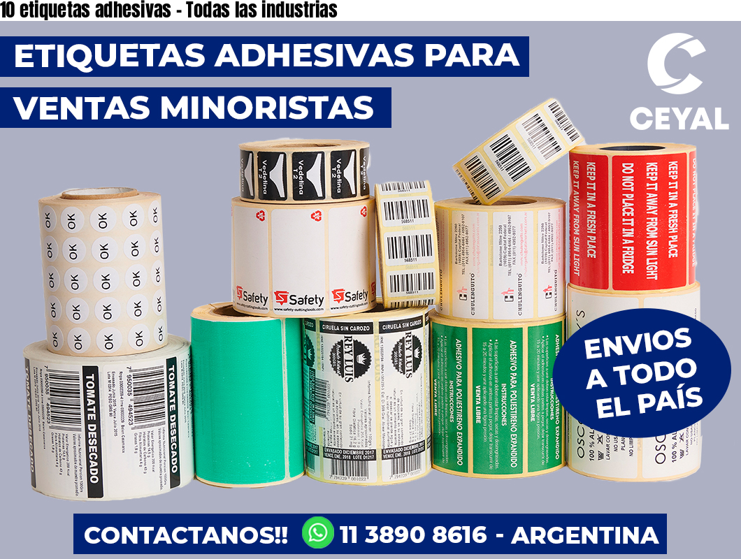 10 etiquetas adhesivas – Todas las industrias