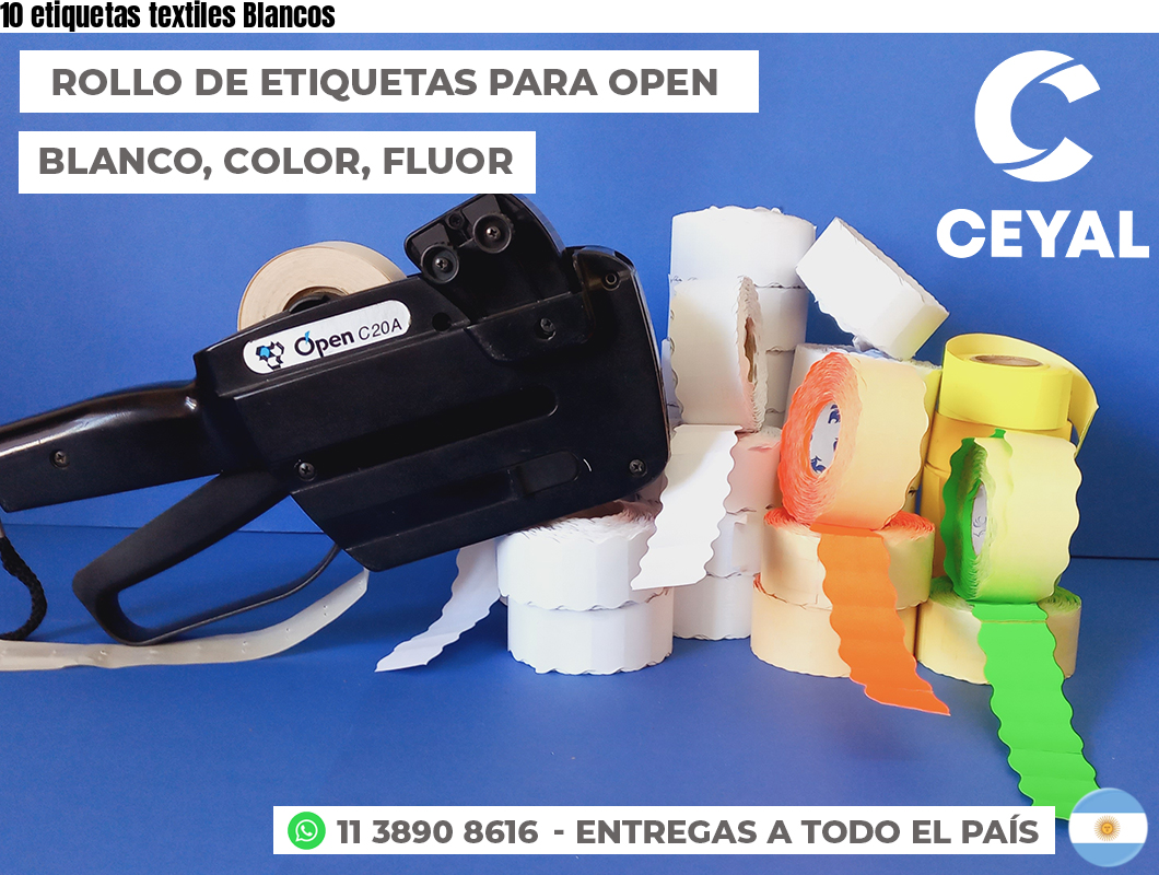 10 etiquetas textiles Blancos