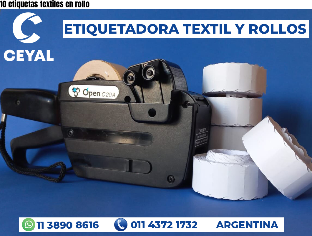 10 etiquetas textiles en rollo