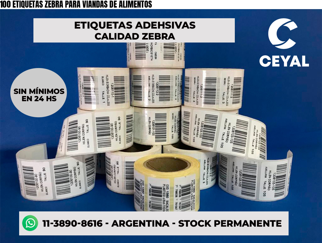 100 ETIQUETAS ZEBRA PARA VIANDAS DE ALIMENTOS