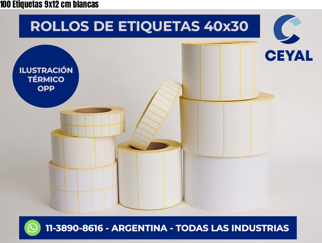 100 Etiquetas 9×12 cm blancas