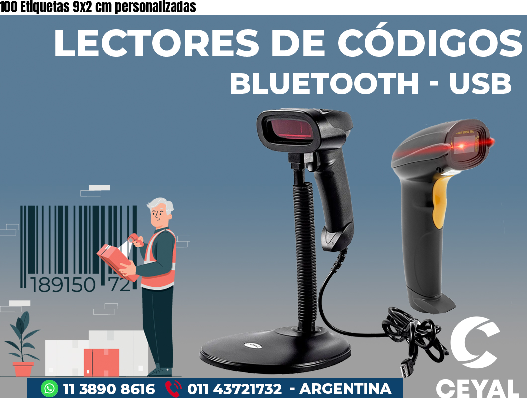 100 Etiquetas 9x2 cm personalizadas