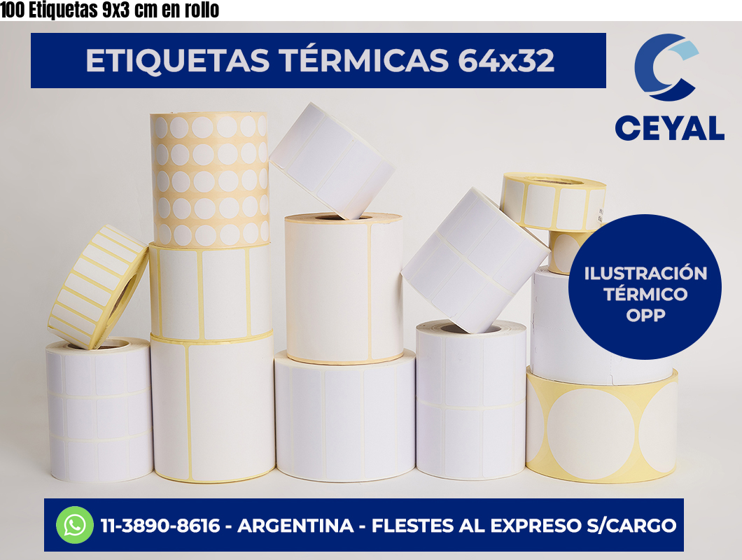 100 Etiquetas 9×3 cm en rollo