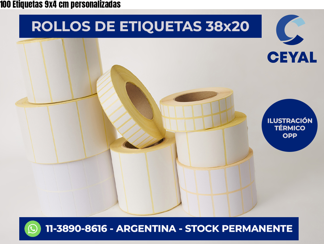 100 Etiquetas 9×4 cm personalizadas