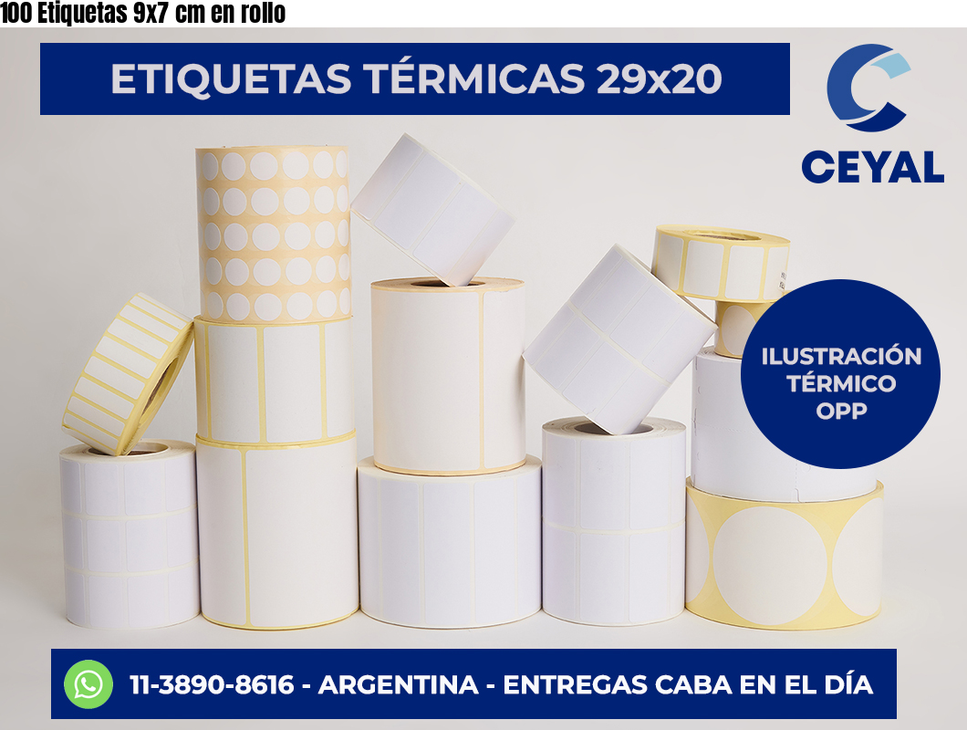 100 Etiquetas 9×7 cm en rollo
