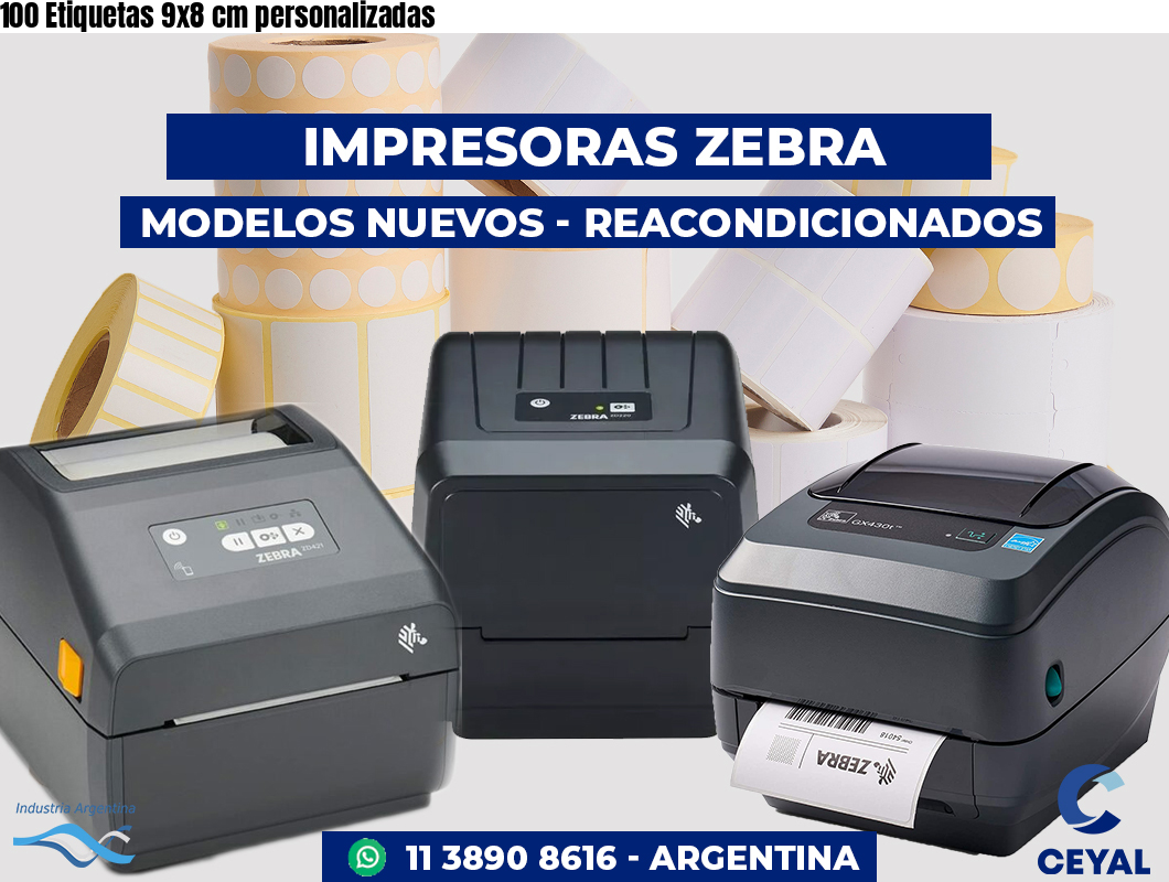 100 Etiquetas 9x8 cm personalizadas