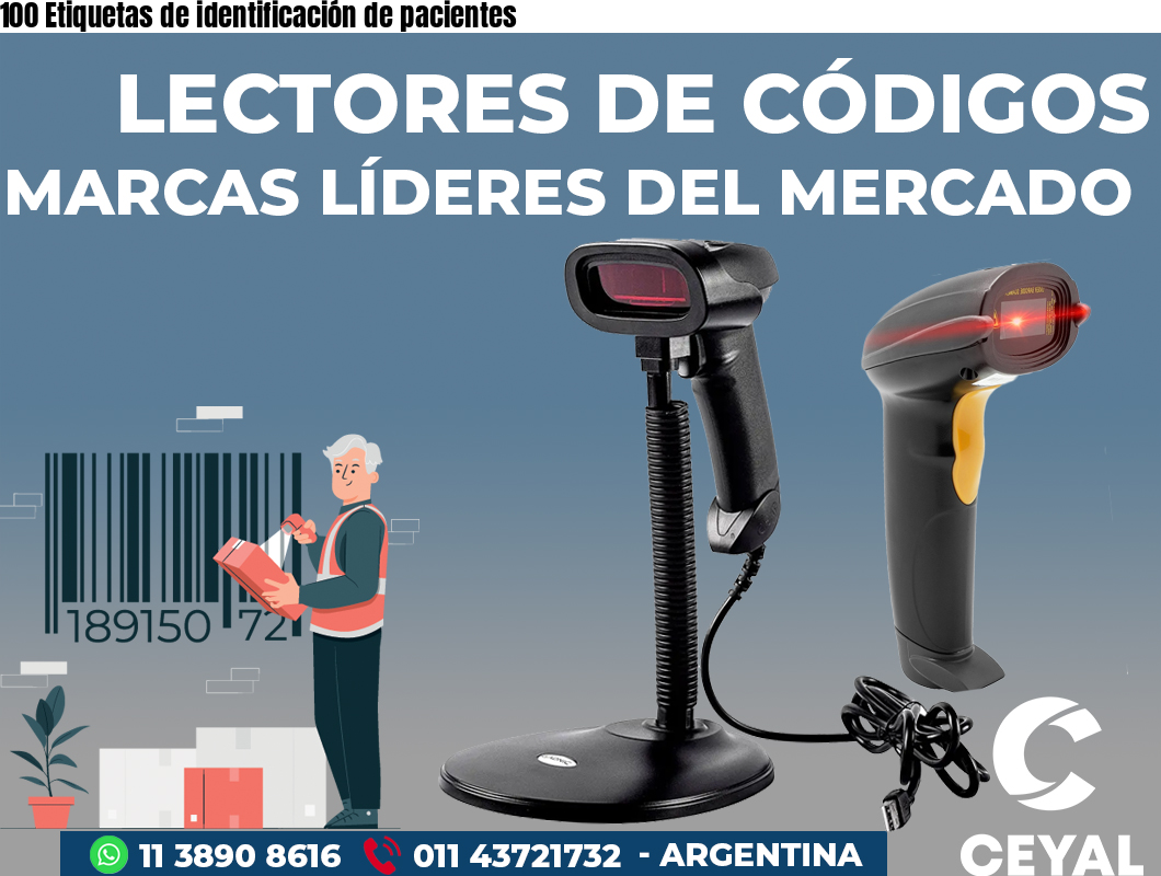 100 Etiquetas de identificación de pacientes