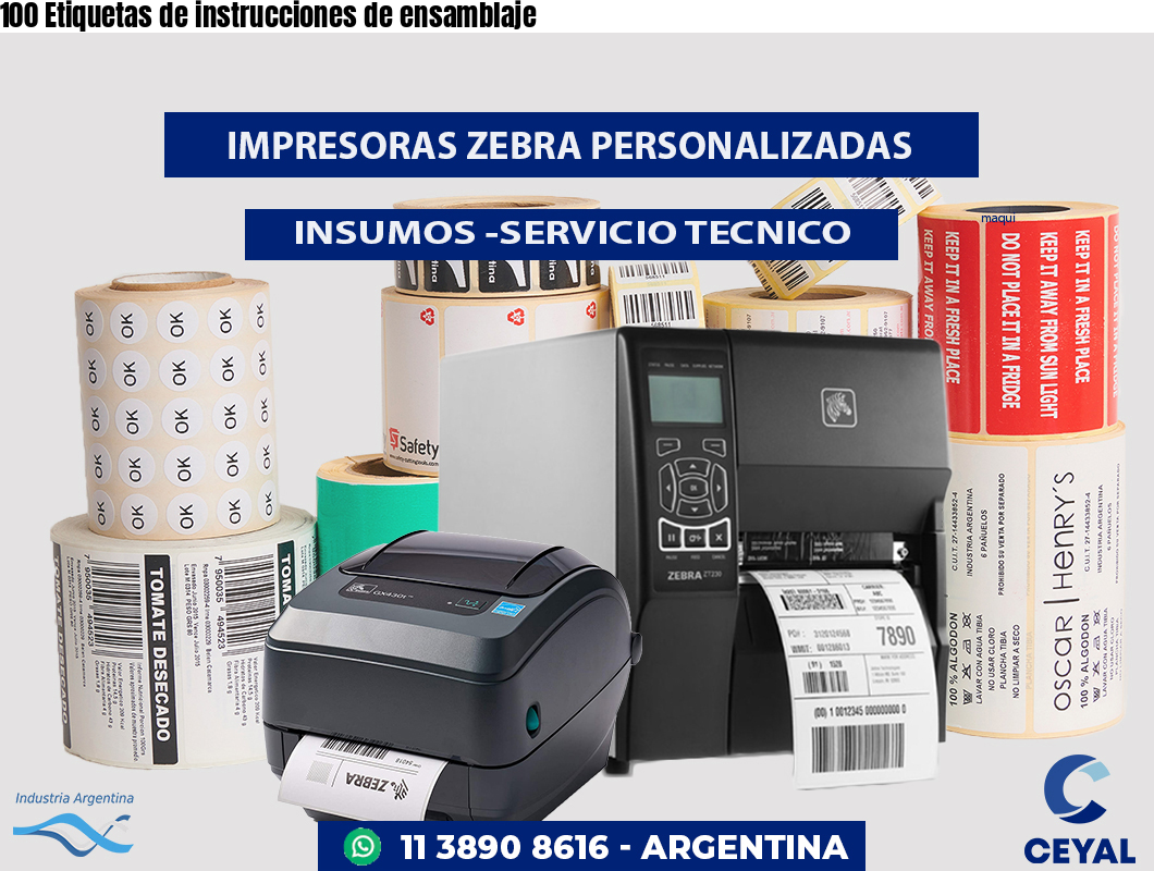 100 Etiquetas de instrucciones de ensamblaje