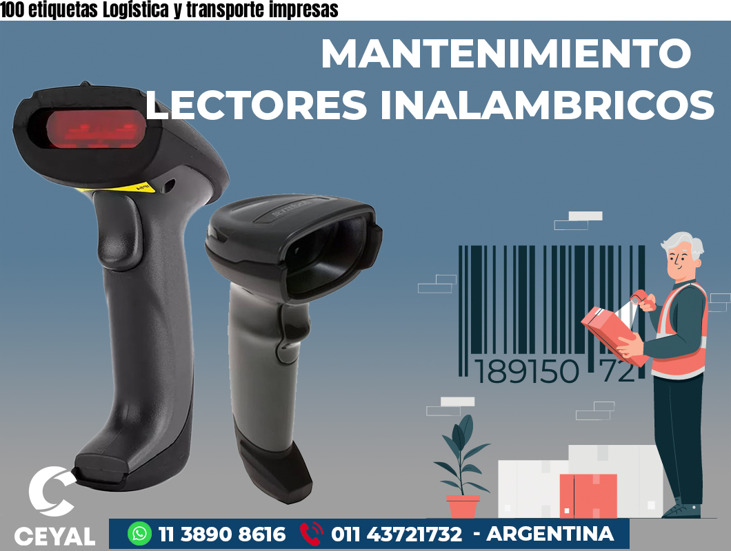 100 etiquetas Logística y transporte impresas