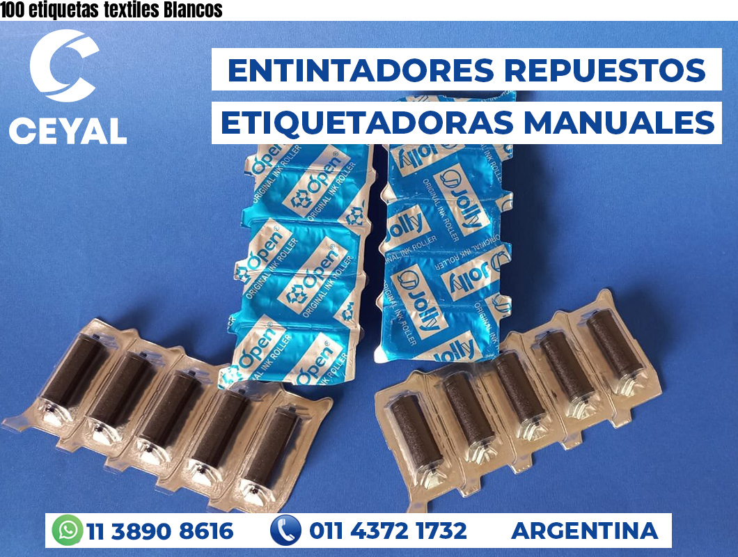 100 etiquetas textiles Blancos
